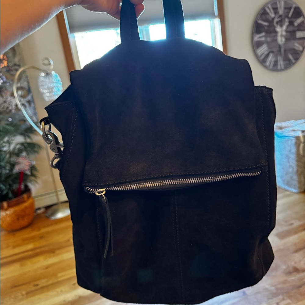 Free People Black Backpack with Zipper Detail